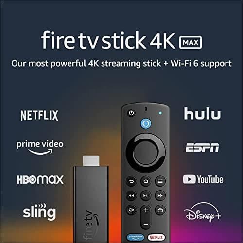 Amazon Fire TV Stick 4K Max streaming device, Wi-Fi 6, Alexa Voice Remote (includes TV controls)